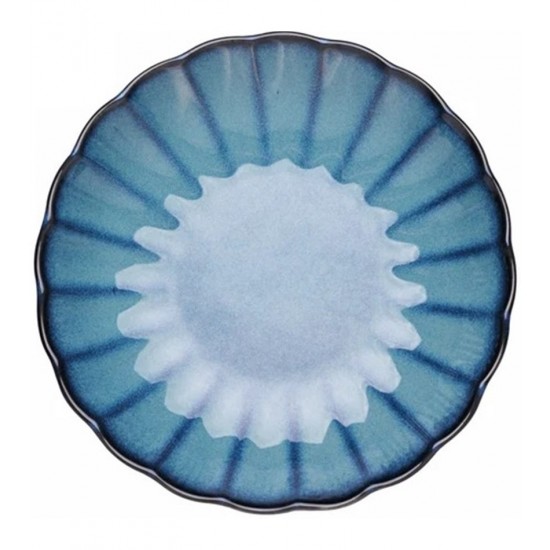 Prato 23cm Para Risoto De Cerâmica Scallop Azul
